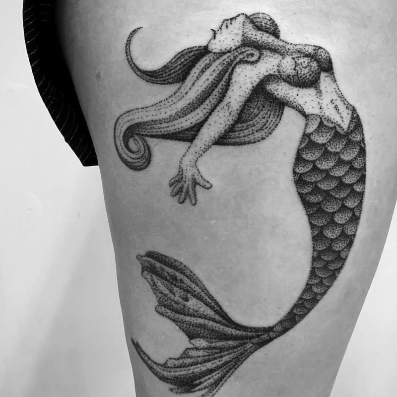 Tatuagem pontilhismo masculina