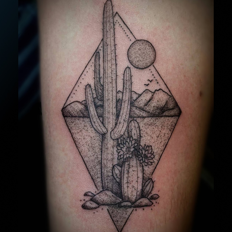 Tatuagem pontilhismo masculina