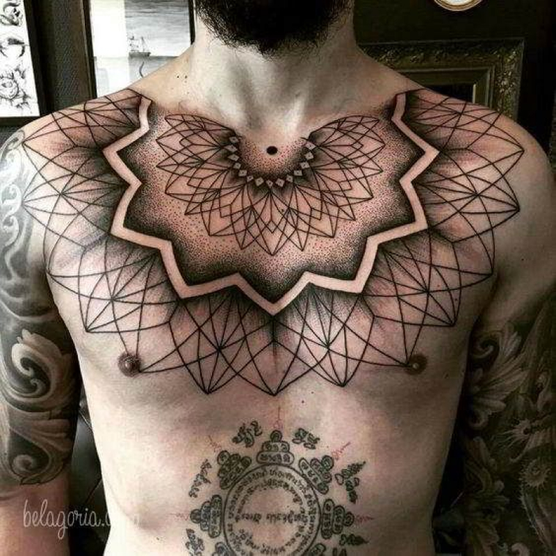 Tatuagem pontilhismo masculina