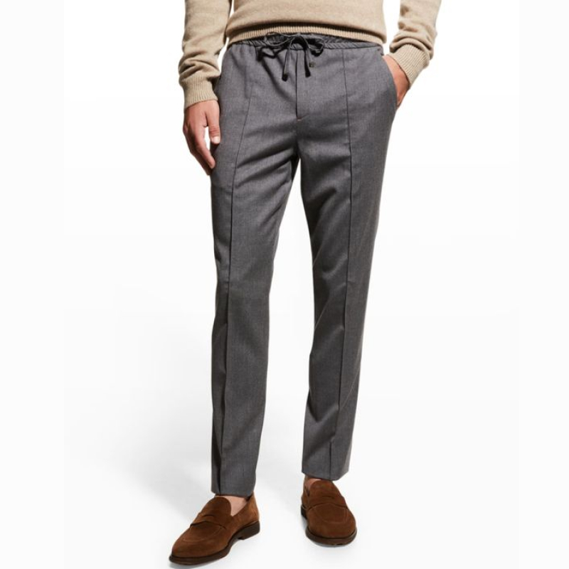 Moda masculina calça de alfaiataria com elástico