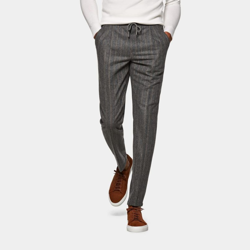 Moda masculina calça de alfaiataria com elástico