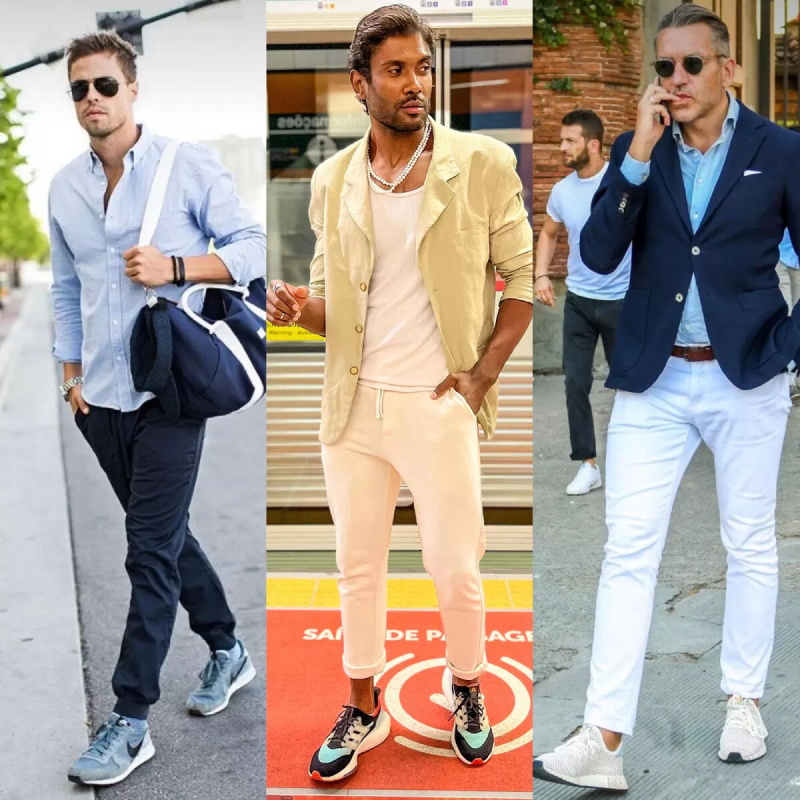 Moda masculina tênis esportivos e blazer