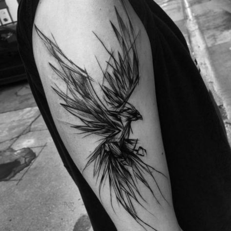 tatuagem de fênix masculina no braço