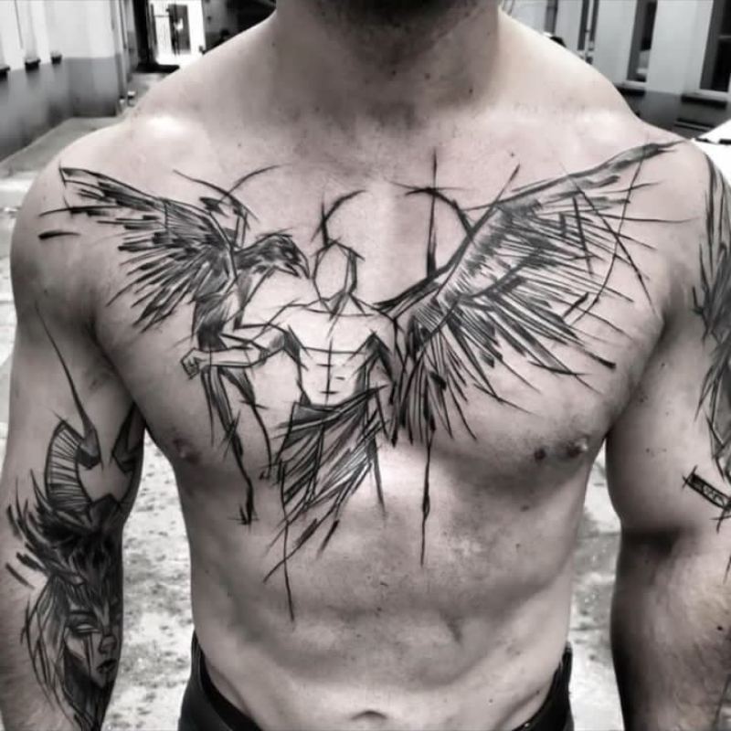 tatuagem masculina no peito
