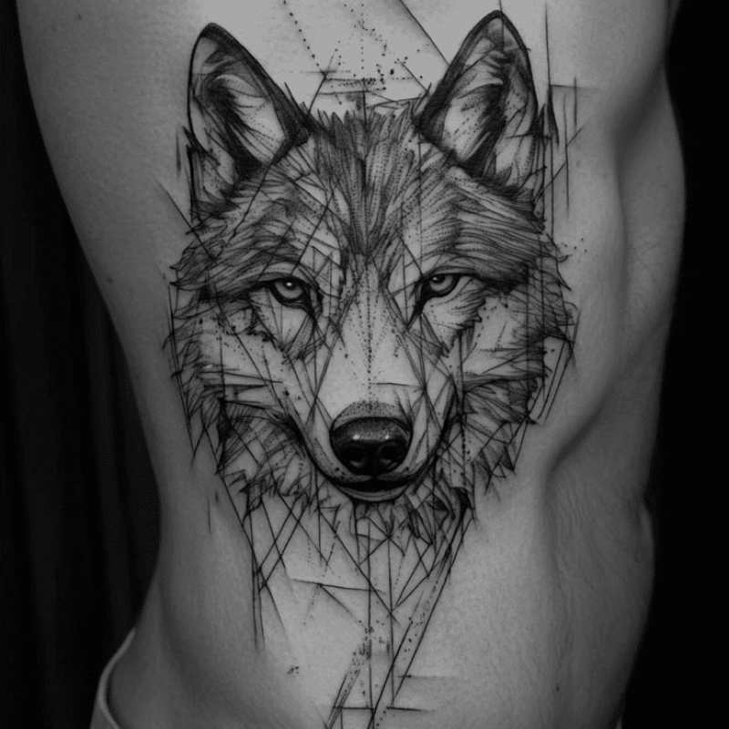 Tatuagem Masculina de lobo
