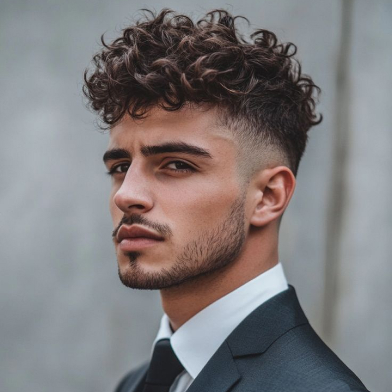 taper fade cacheado