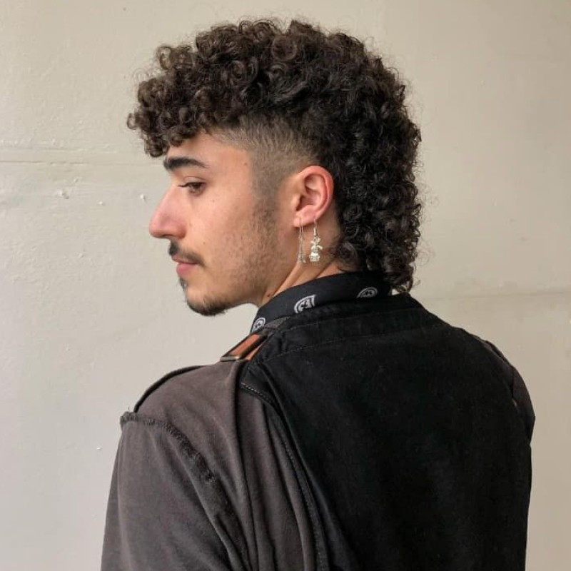 Mullet Masculino Cabelo Cacheado