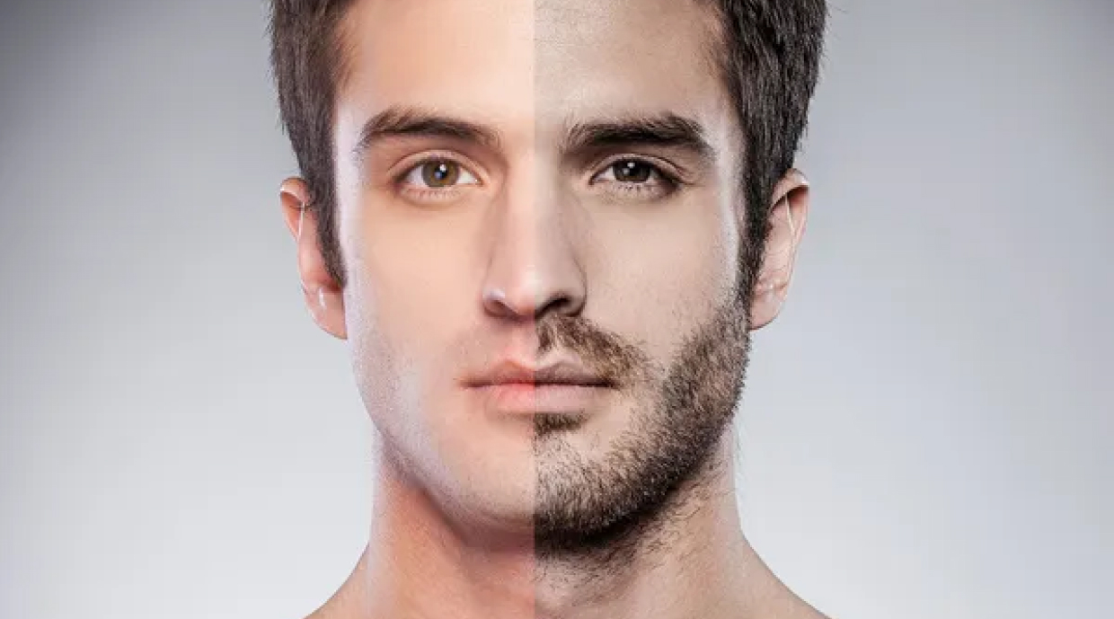 homem com barba ou sem barba?