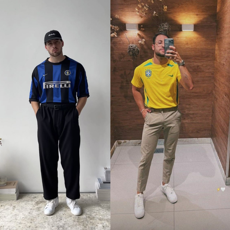 look masculino com camisa de time